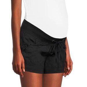 Maternity Roll Cuff Cargo Shorts with Drawstring and Underbelly Panel